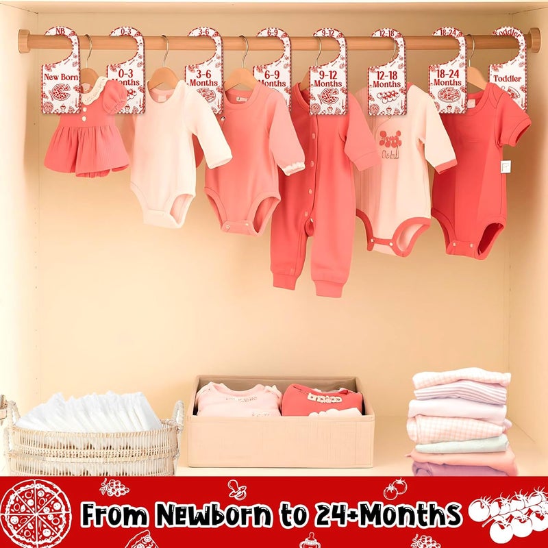 CORNER LACE Baby Closet Dividers 8PCS, Red Italian Themed Wooden Double-Sided Clothes Size Hanger/Organizer from Newborn to Toddler for Nursery Decor Baby Shower Birthday Gender Reveal Party Gift - Image 4
